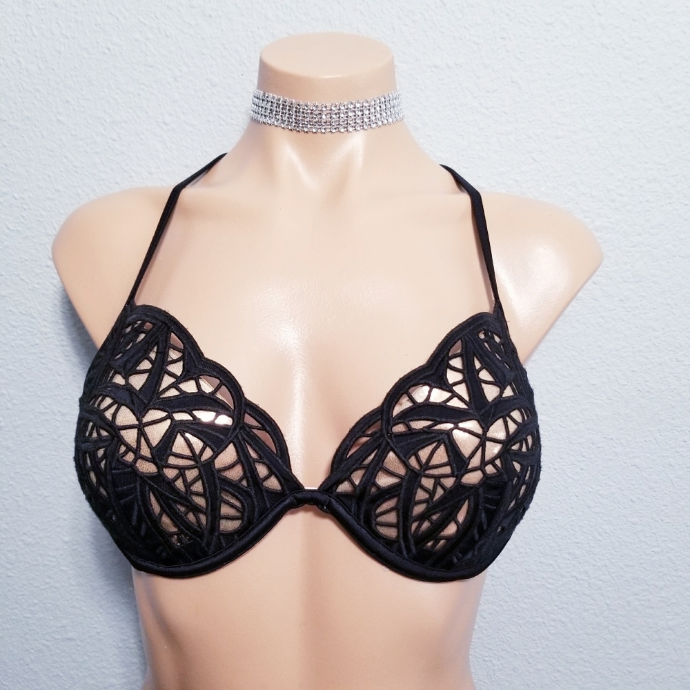 NEW Shade and Shore black lace bikini swim top 34C